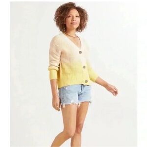 Evereve roan + Ryan yellow ombré knit cardigan an sweater size small